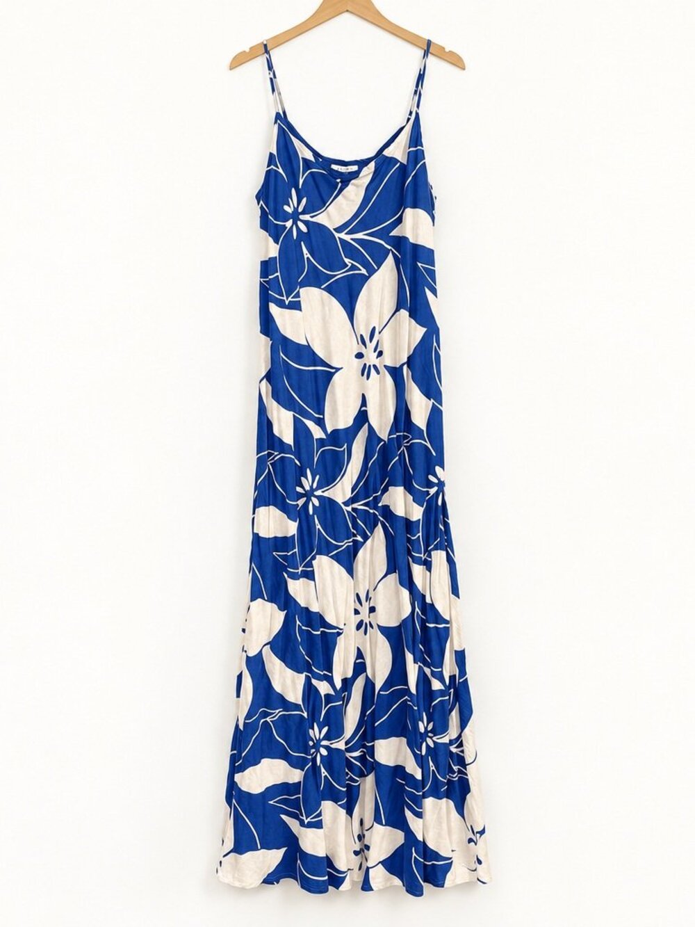 Z Supply Blue White Floral Linen Blend Maxi Dress L